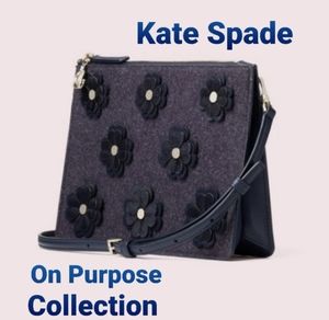 Kate Spade LIMITED EDITION "On Purpose" Floral Appliqué Blue Crossbody Bag NWT